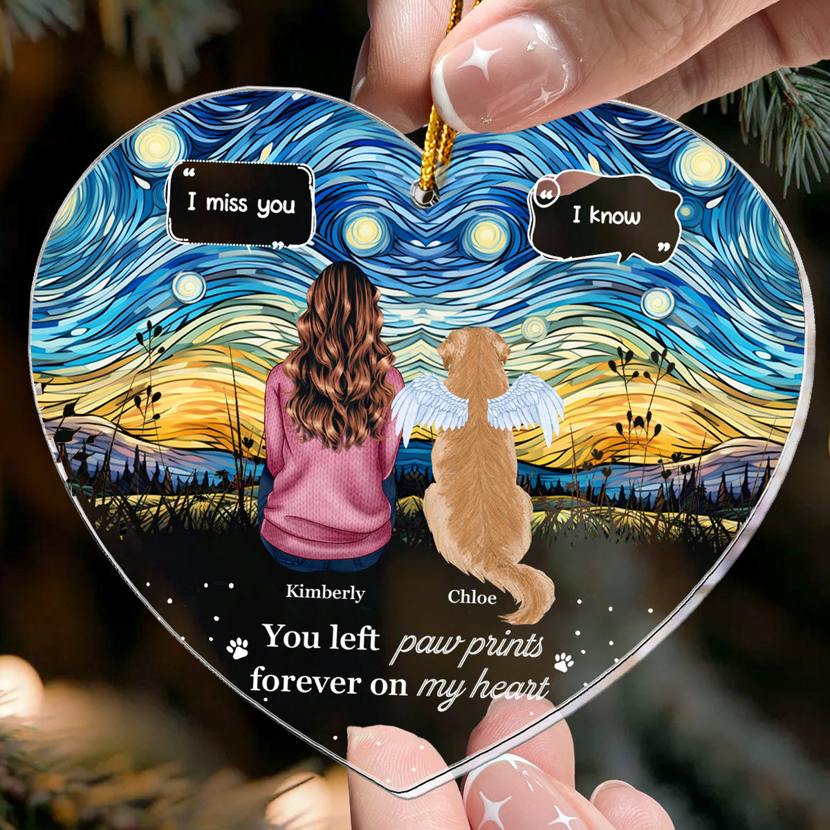Pet Loss Christmas Gifts I Miss You You Left Paw Prints On My Heart - Personalized Ornament