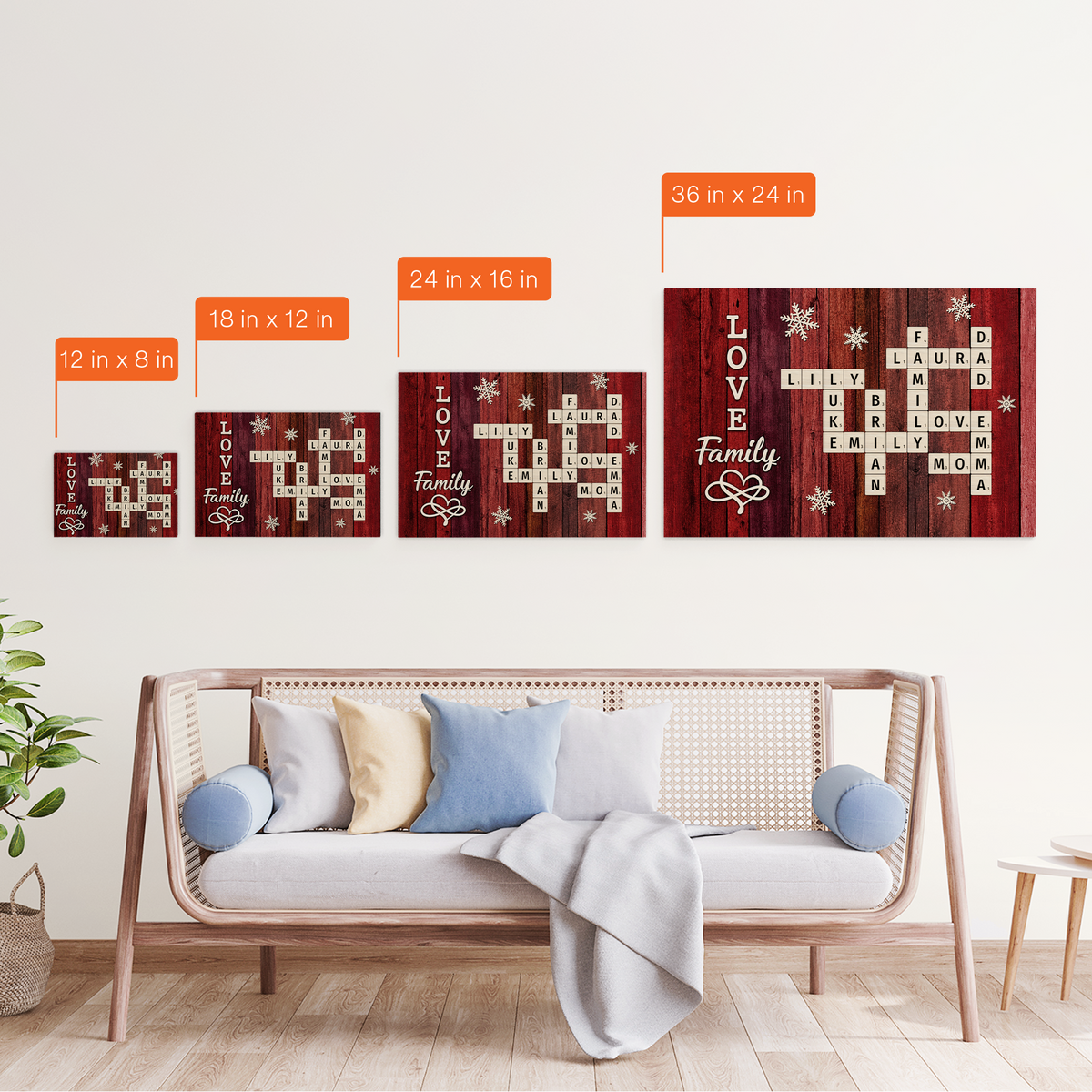 Family Love Custom Scrabble Vintage Christmas Gifts - Personalized Canvas