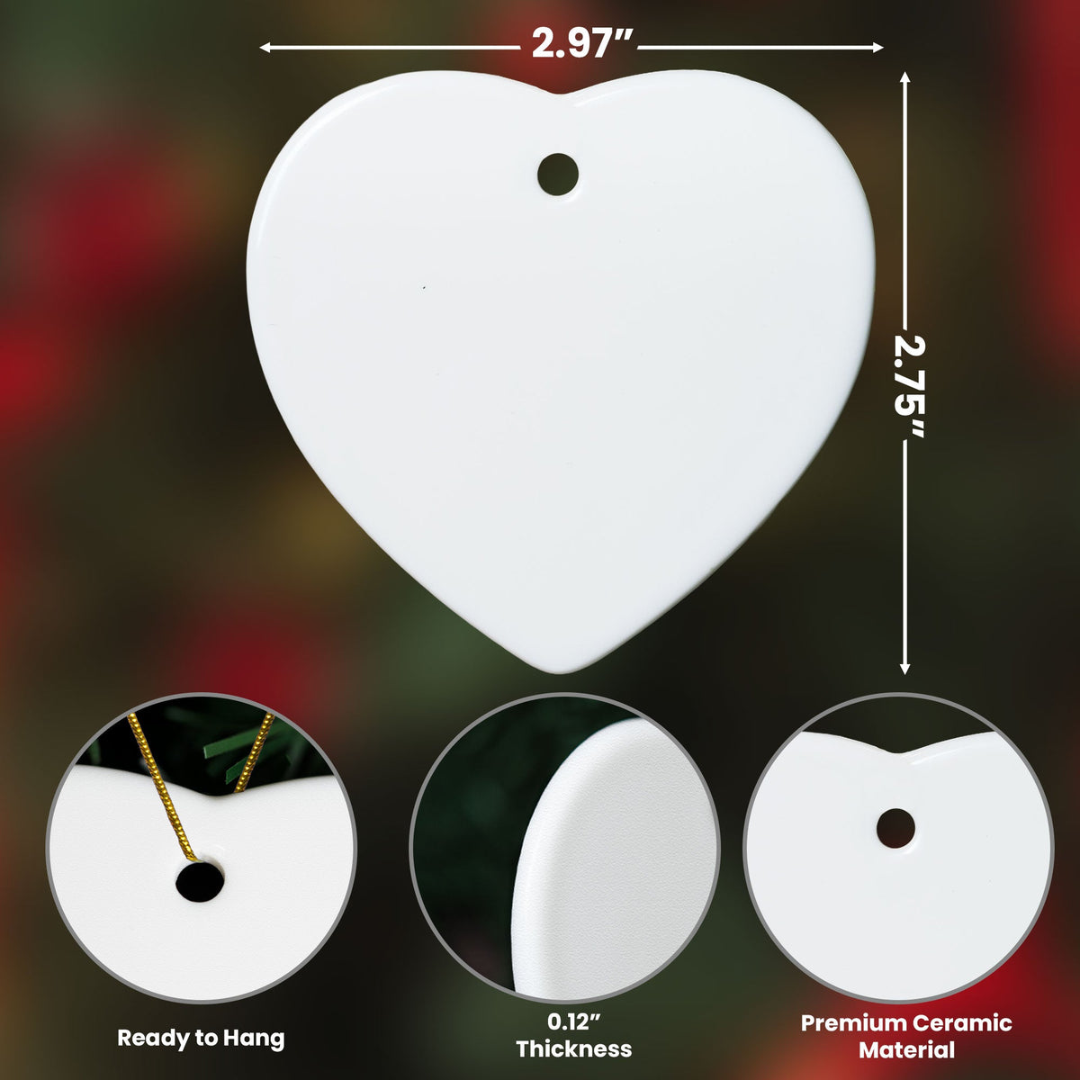 Always & Forever In Our Hearts Christmas Ornament - Personalized Ceramic Photo Ornament