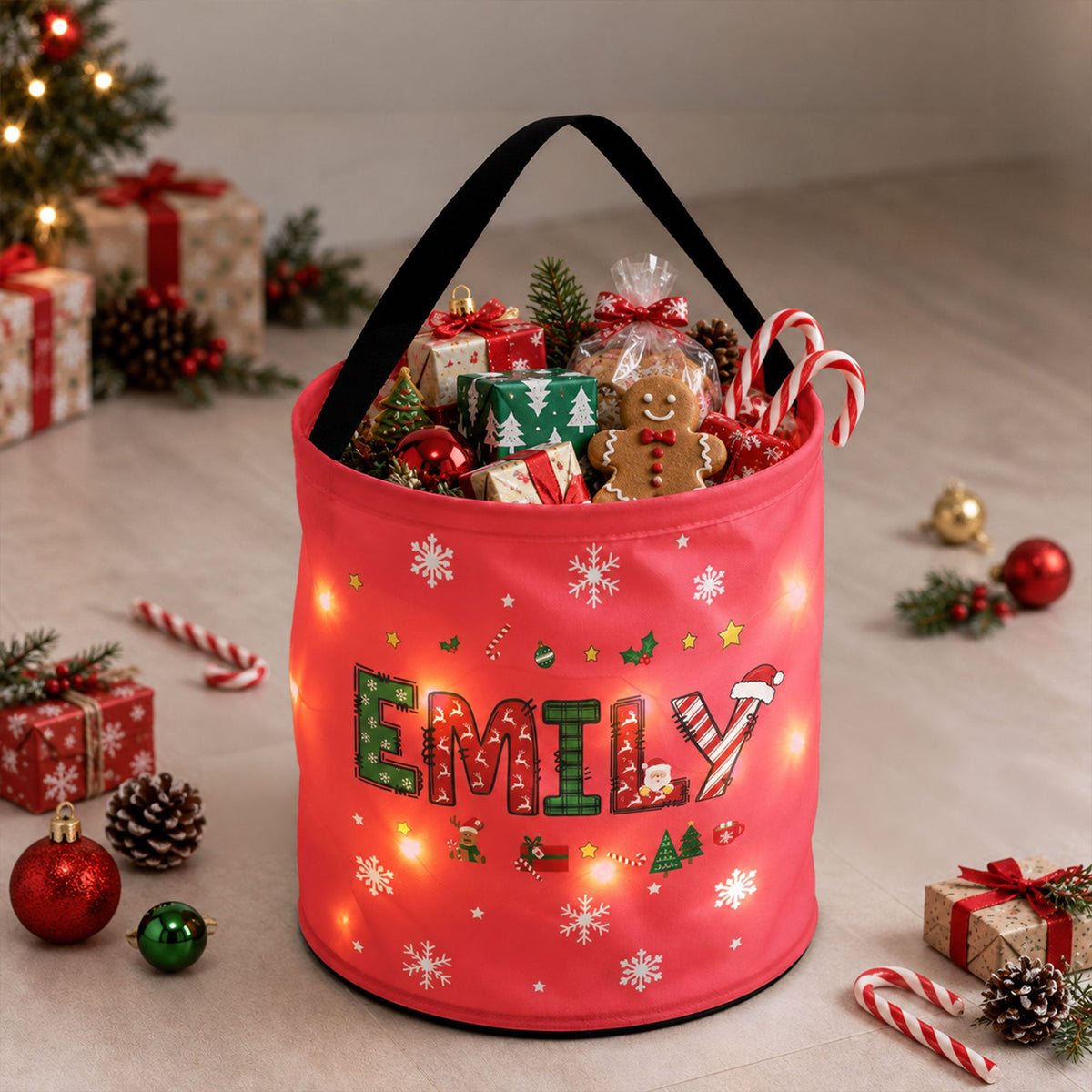 Custom Name Christmas Alphabet For Kid, Son, Daughter, Grandkids - Personalized Basket