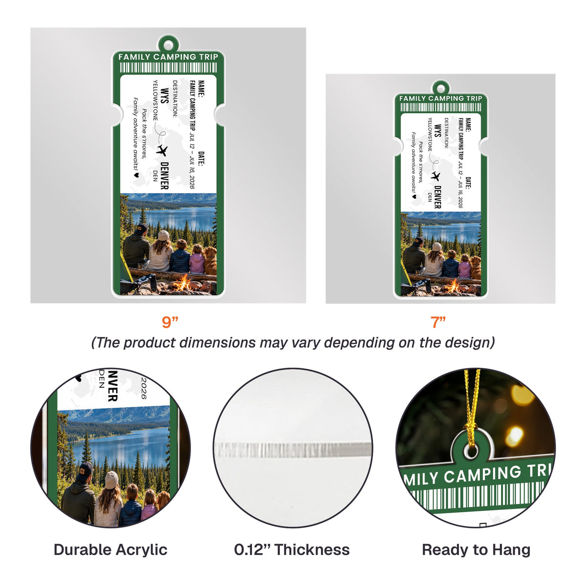 Custom Photo Travel Ticket Adventure Vacation Keepsake For Family, Friends, Couple - Personalized Ornament