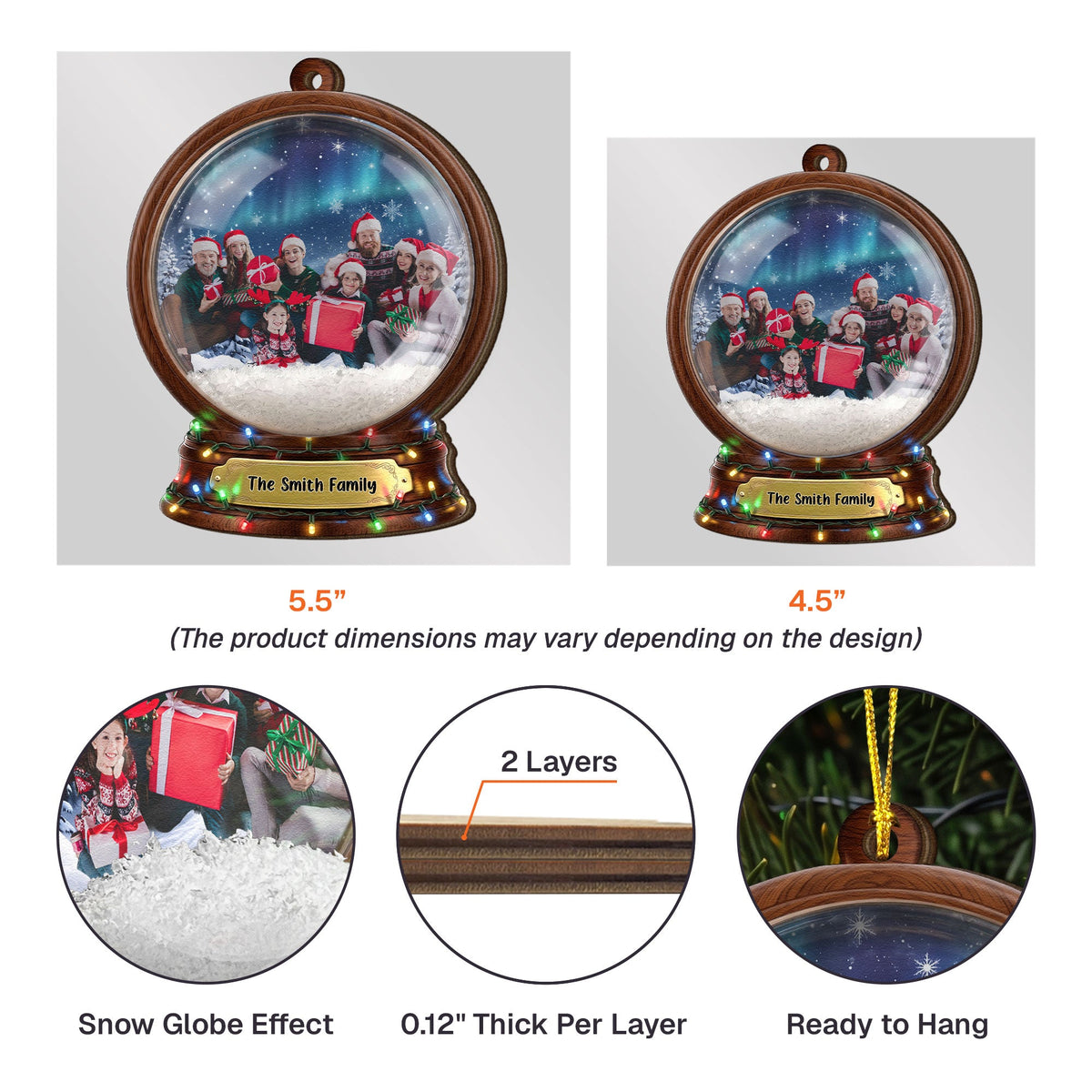 Custom Photo Family Together Christmas Gifts - Personalized Ornament