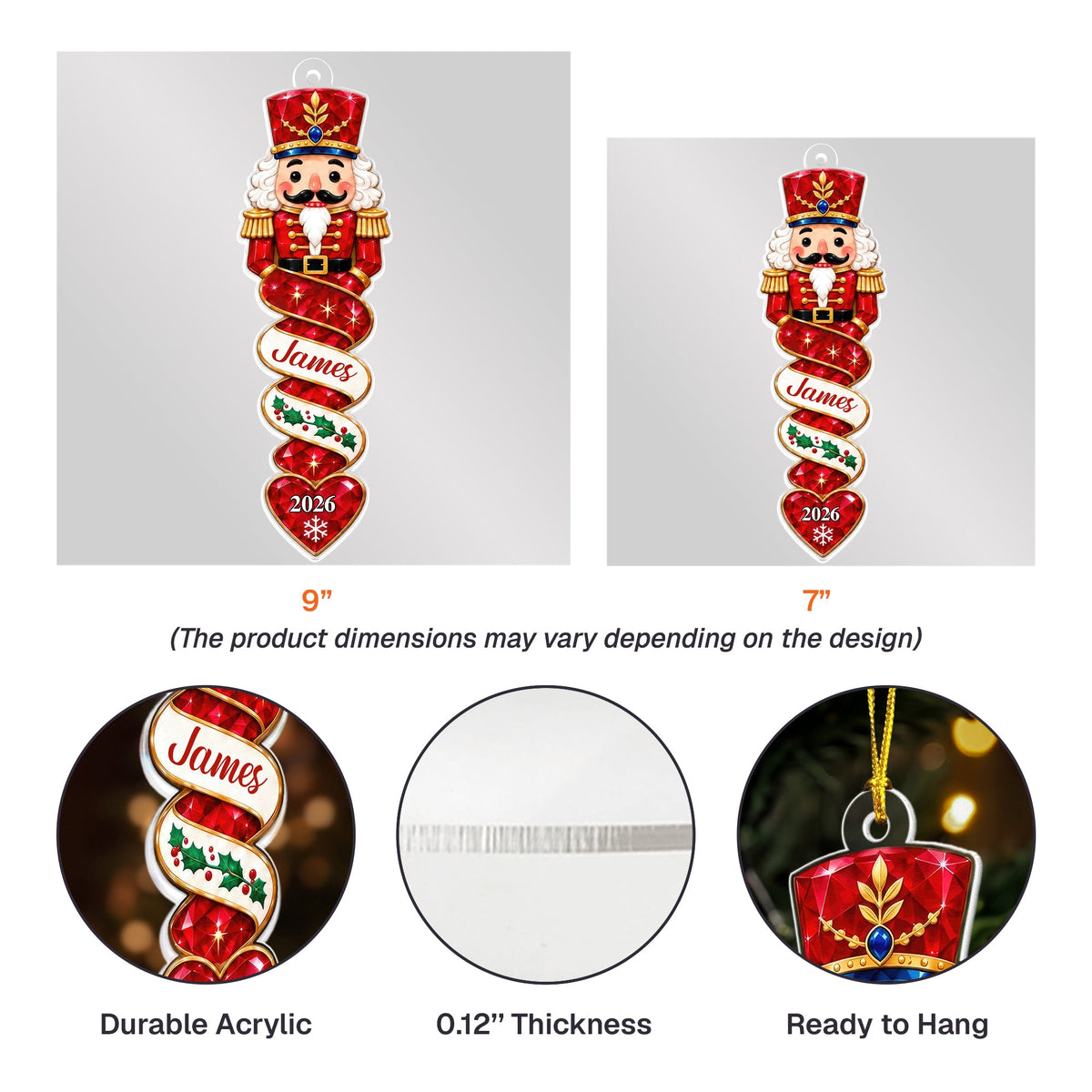 Family Nutcracker Christmas Spiral Ornament Gift For Kids - Personalized Ornament