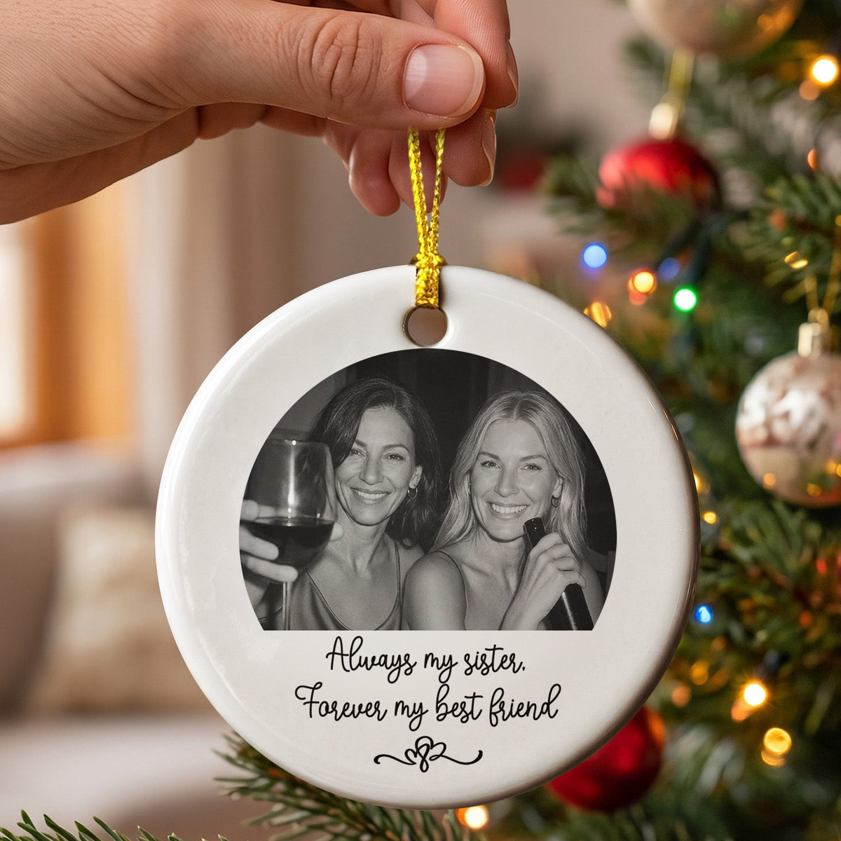 Turn Photo Into Art - Friendship Best Bitches Thank You Gifts - Personalized Ornament