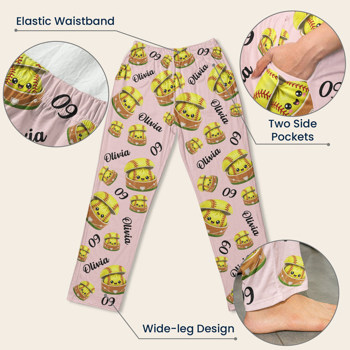 Cute Dumplings For Baseball, Softball, Soccer, Football, Basketball, Hockey Lover - Personalized Lounge Pants