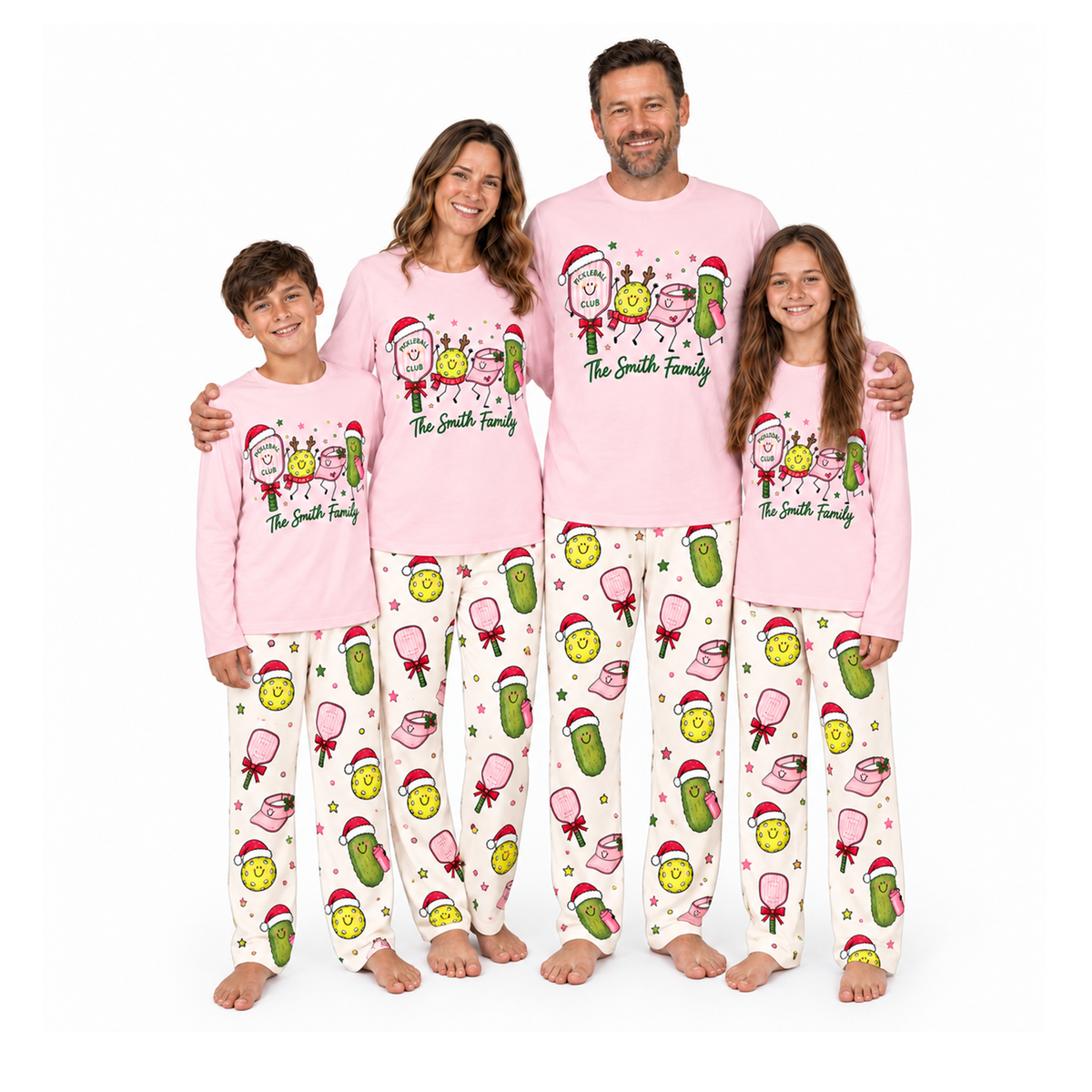 Personalized Family Name Cute Pickleball Christmas Club Matching Family Christmas Pajamas