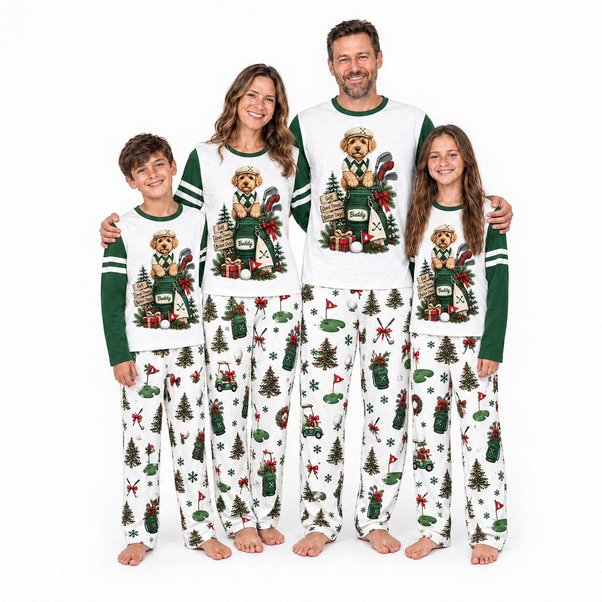 Cute Custom Photo Pet Golf Christmas Tree Matching Pajamas