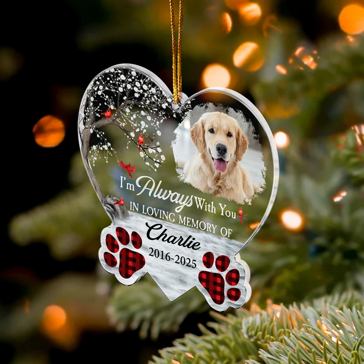 I'm Always With You Sympathy Pet - Personalized Acrylic Photo Ornament
