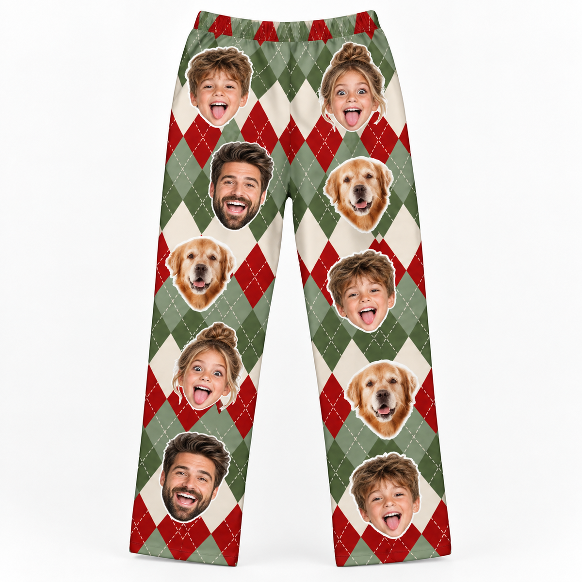 Custom Photo Plaid Lounge Pants – Personalized Face Sleepwear & Pajama Pants
