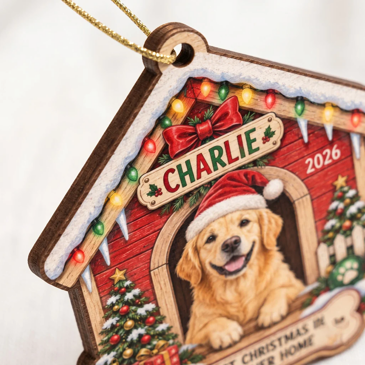 My First Christmas In Forever Home for Dog Mom Custom Dog Name Address Home Pet Wooden Ornament