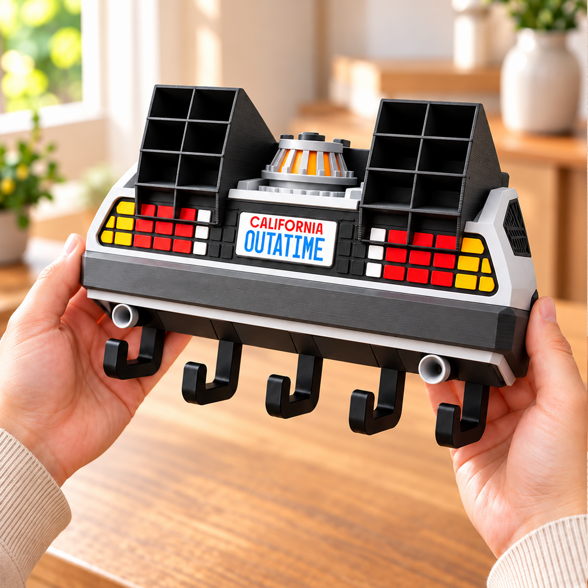 Personalized Retro Futuristic Car Key Holder β 3D Printed Wall Key Rack, Custom Name Car Lover Gift