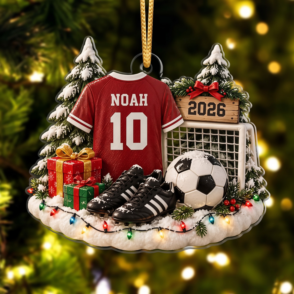 Personalized Soccer Uniform Christmas Ornament, Custom Soccer Gift With Name And Year
