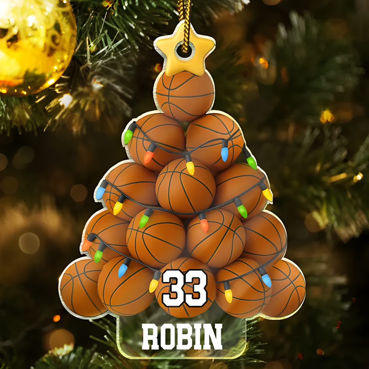 Personalized Sports Christmas Tree Ornament, Custom Name Acrylic Christmas Gift
