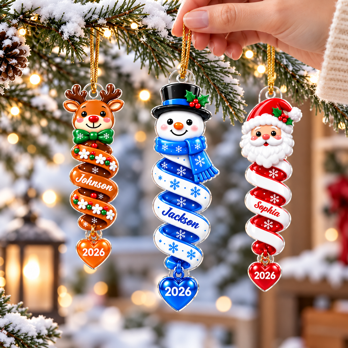 Custom Family Kids Boy Girl Names - Personalized Acrylic Ornament - Christmas Gift for Children, Friends