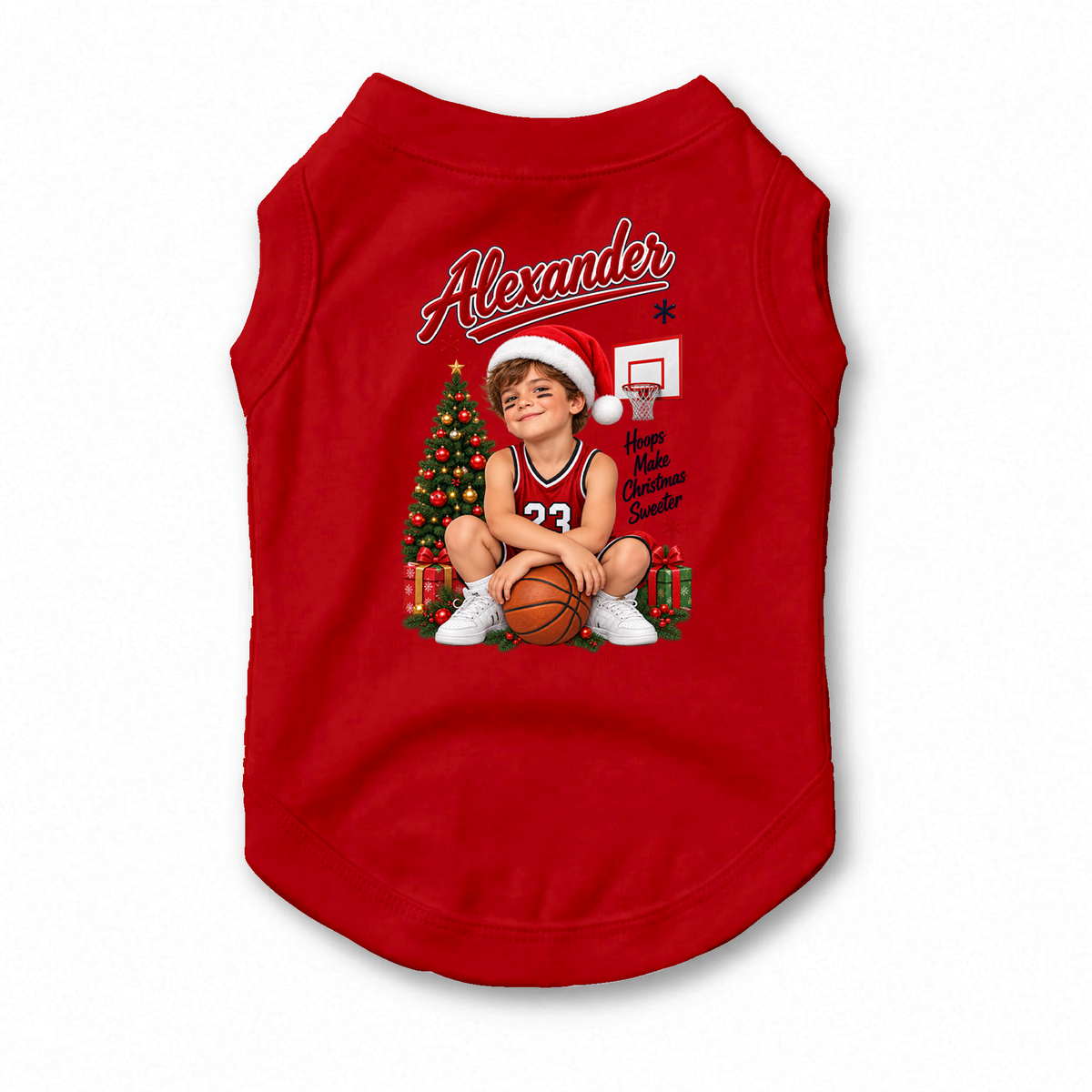 Personalized Basketball Christmas Matching Family Pajamas With Pet, Custom Photo Name & Number