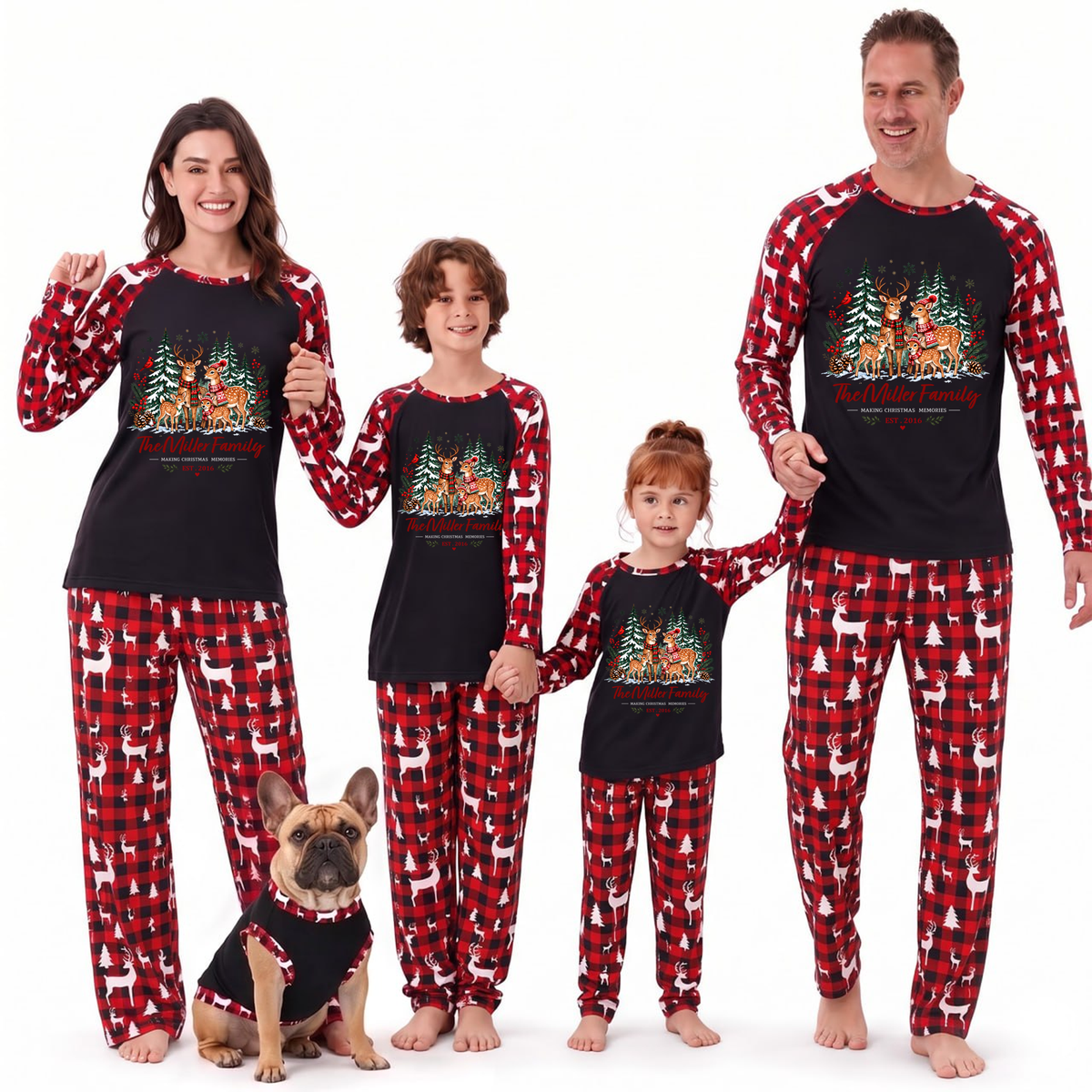 Cozy Reindeer Family Christmas Forest Matching Christmas Pajamas