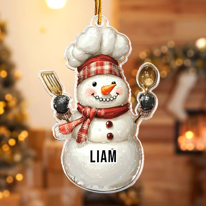 Festive Chef Christmas Personalized Acrylic Ornament