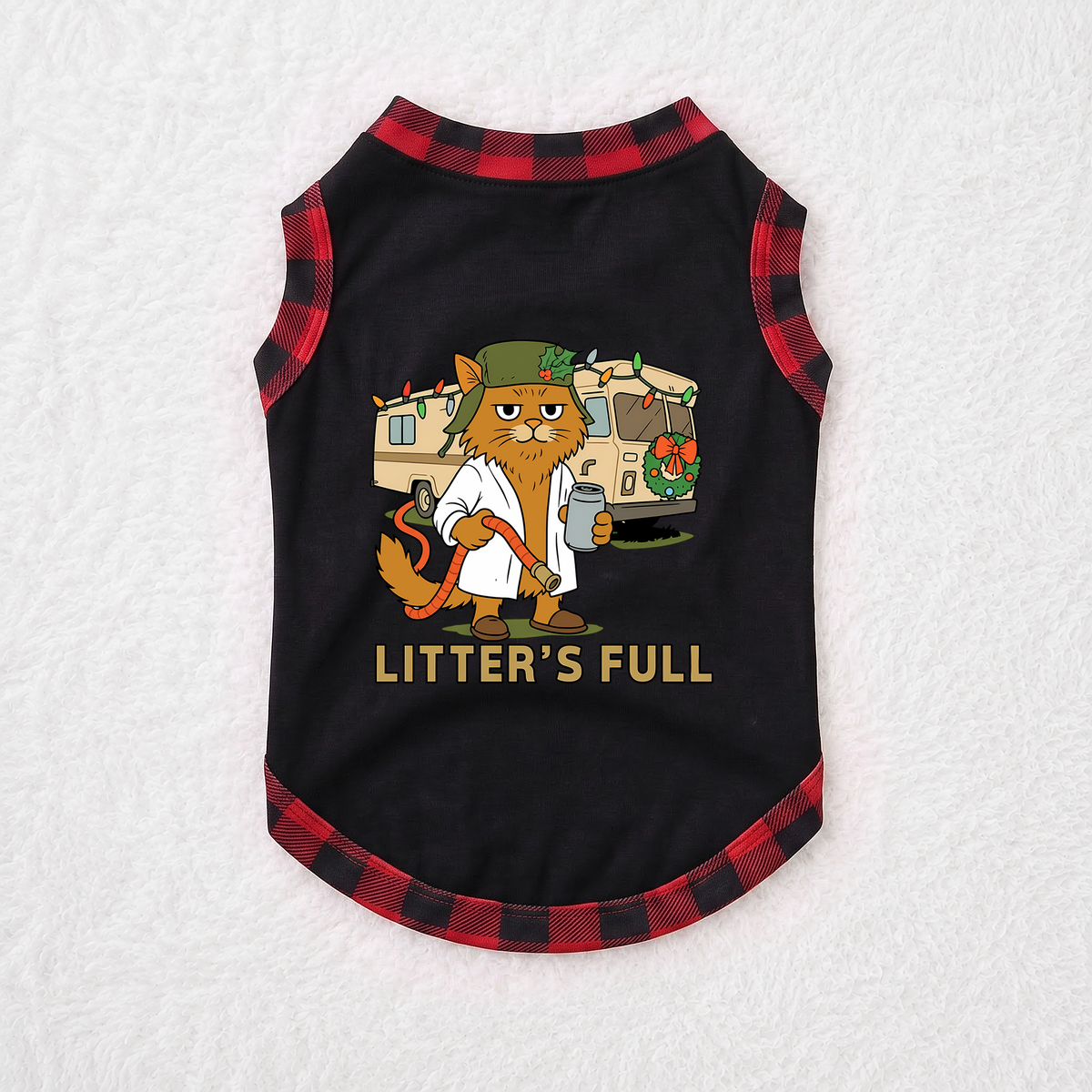Custom Photo Funny Cat Litter's Full RV Christmas Red Plaid Family Christmas Pajamas With Pet