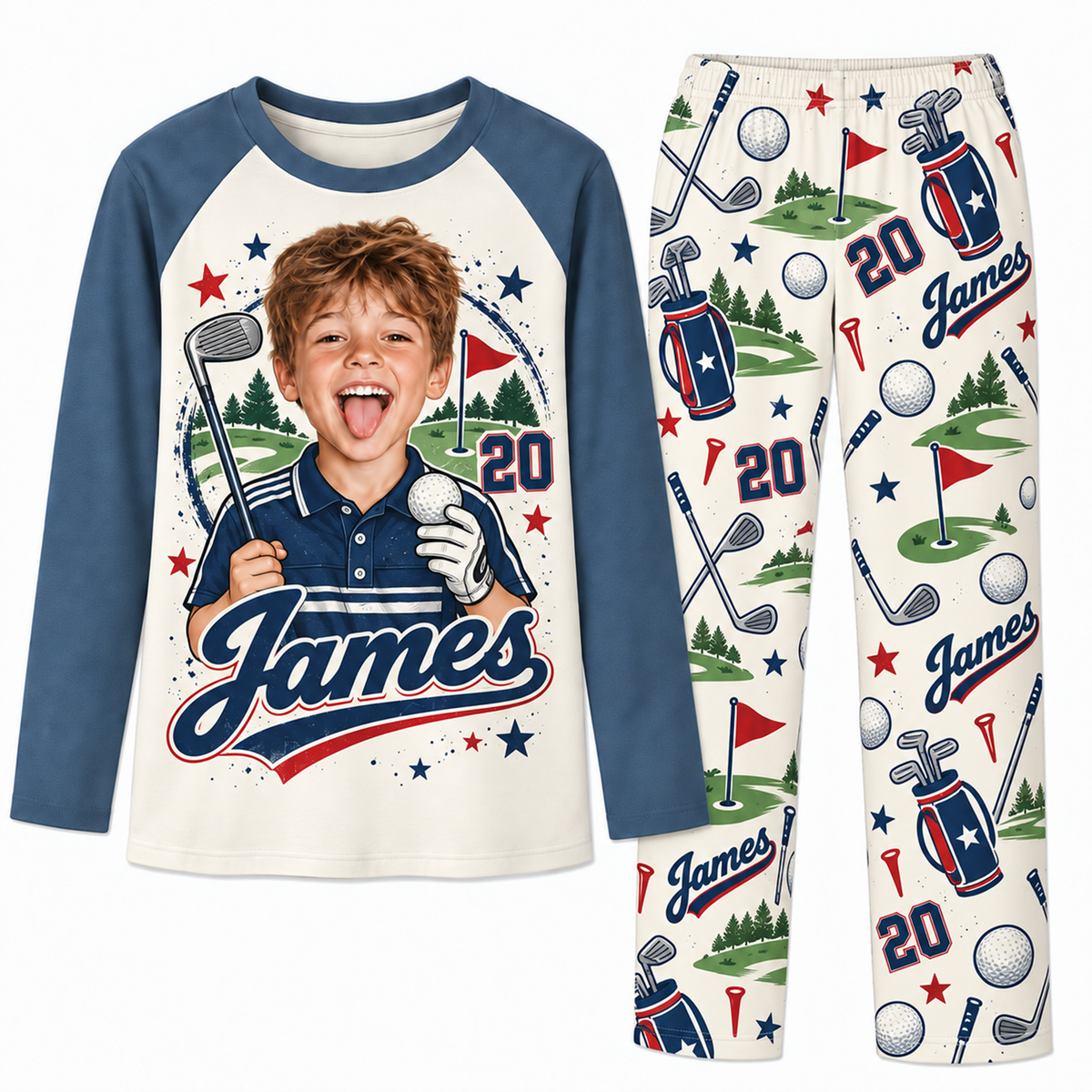 Custom Face Golf Lover Christmas Matching Family Christmas Pajamas