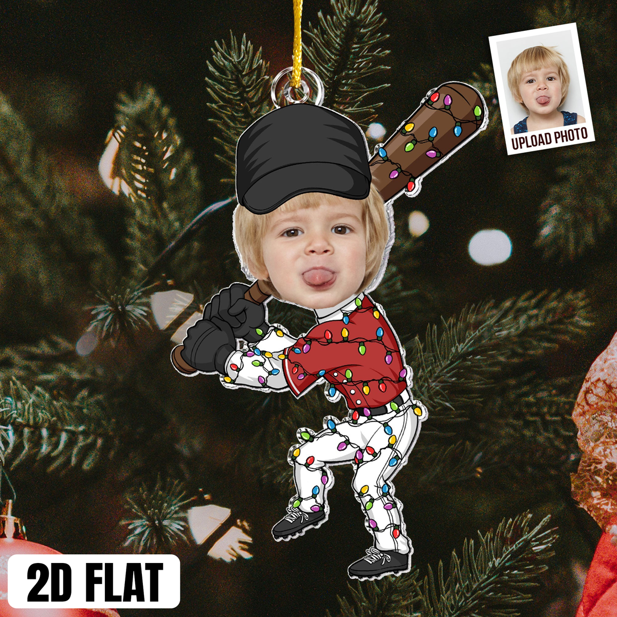 Personalized 2D Flat Baseball Ornament, Custom Player Photo Acrylic Ornament