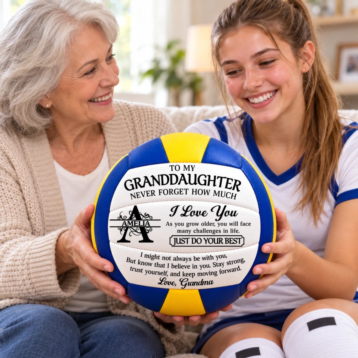 Custom Name Volleyball Gifts for Granddaughter - Personalized Volleyball