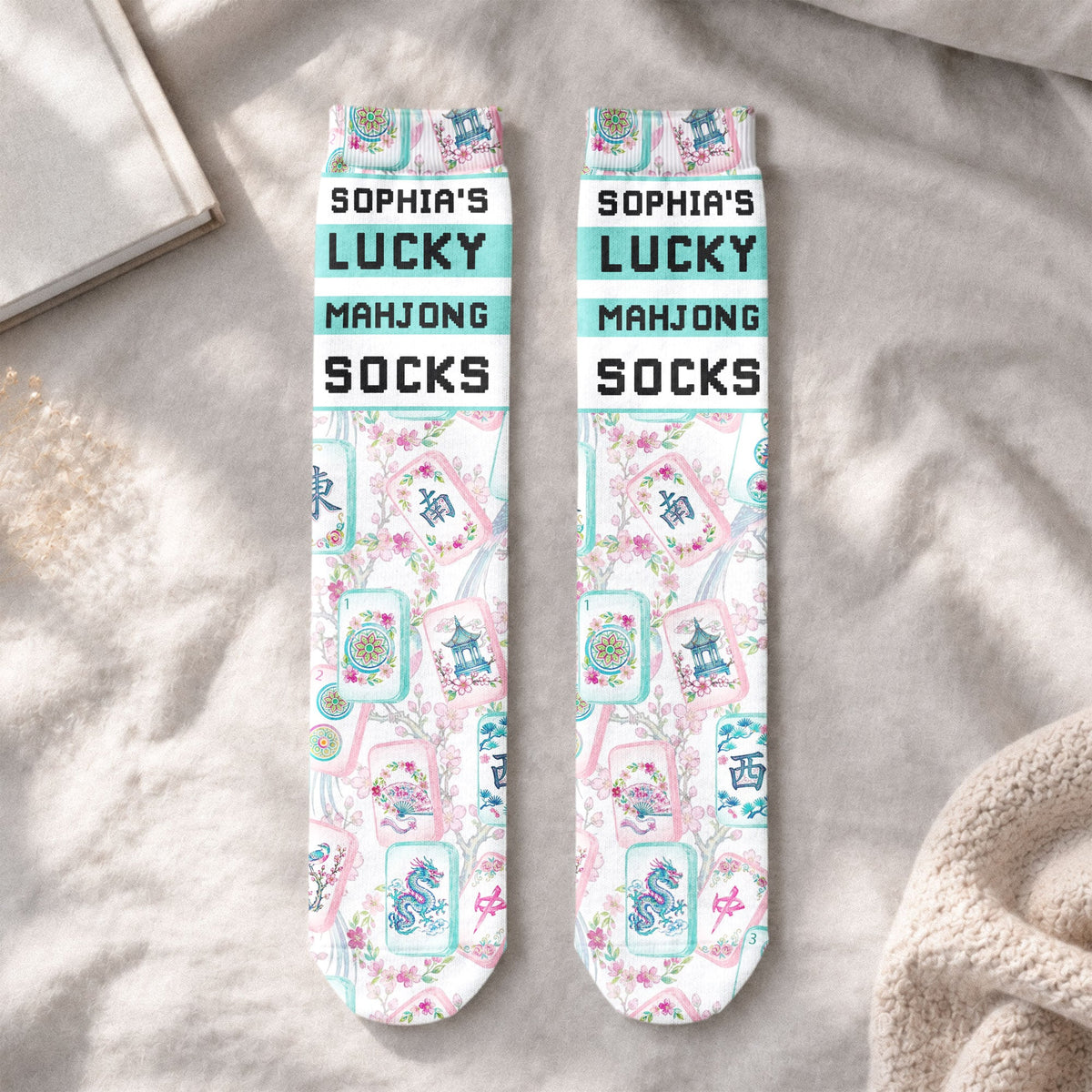 Lucky Mahjong Socks, Gifts For Mahj Group - Personalized Socks