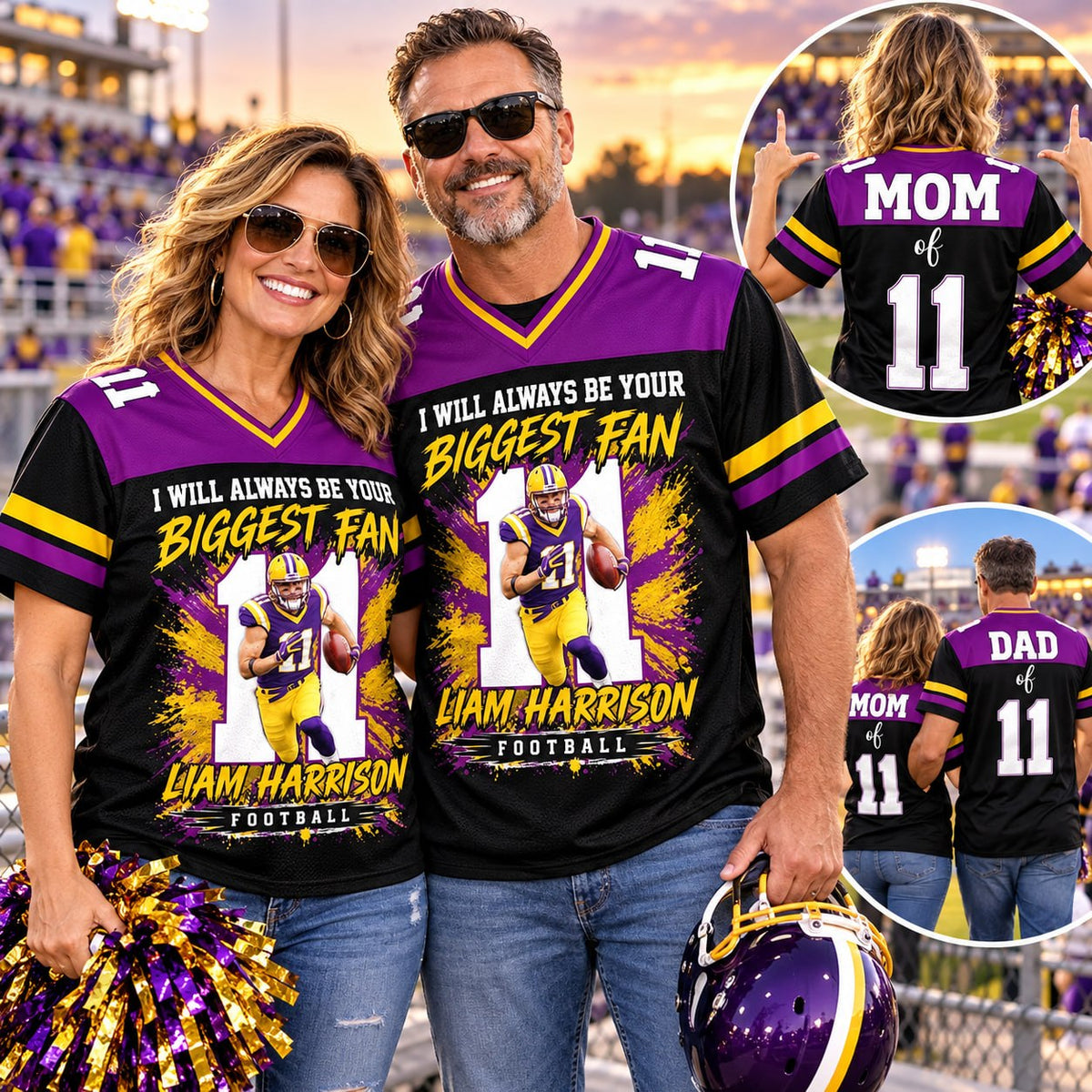 Personalized I Will Always Be Your Biggest Fan ,Custom Photo Jersey , Photo & Number, Football Mom Gift Na02