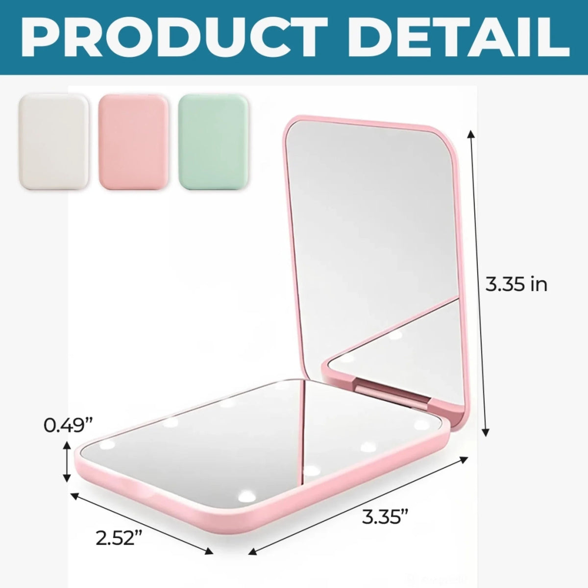 Custom Name Floral Monogram Gifts for Women - Personalized LED Compact Makeup Mirror