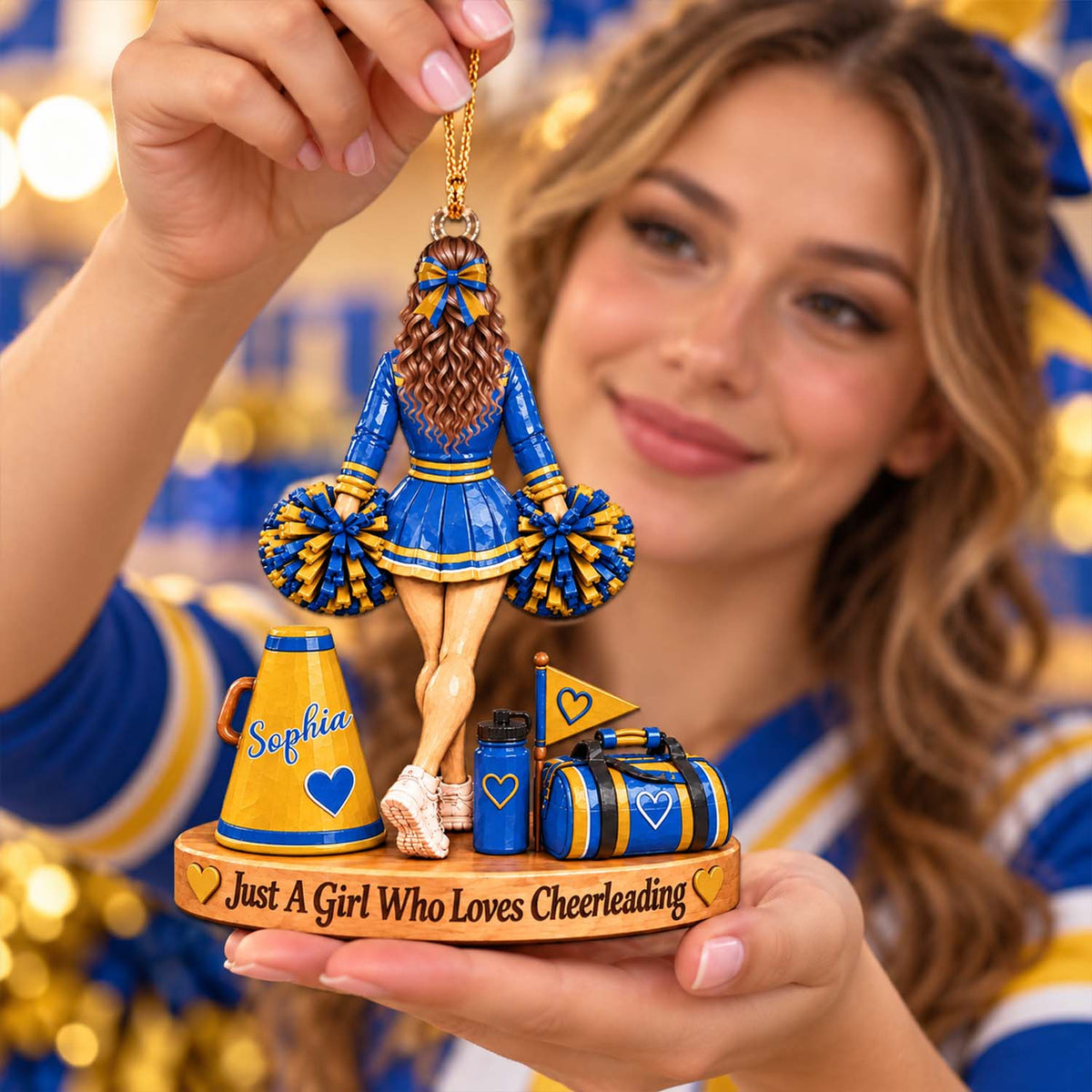 Custom Cheerleader Acrylic Ornament, Senior Night Cheer Girl, Cheer Coach Gift L0411