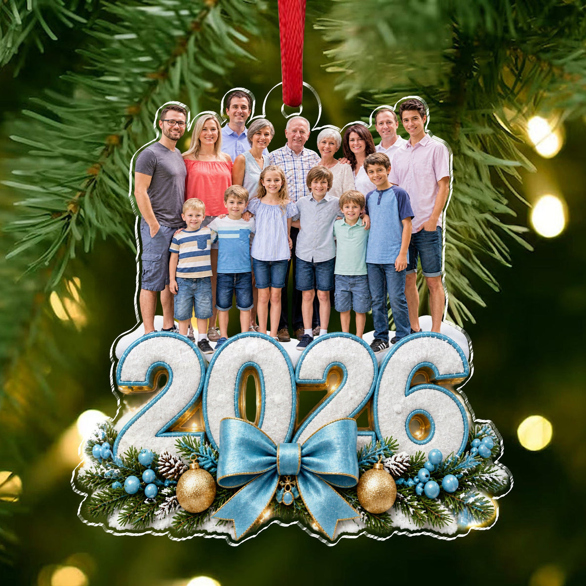 Custom Photo 2026 Family, Kids, Friends, Coworker Memorial Acrylic Ornament HO82 903850