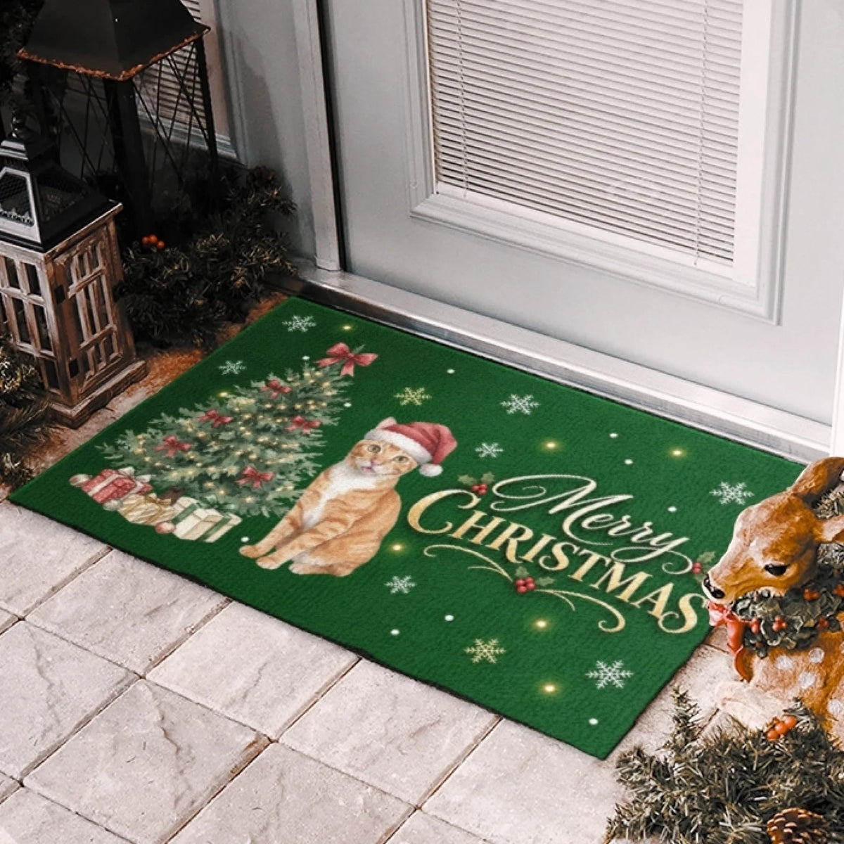 Custom Photo Home Decor Decorative Mat - Personalized Christmas Birthday Gifts For Dog Cat Lovers, Dog Dad And Mom, Cat Owners - Happiness Has Paws