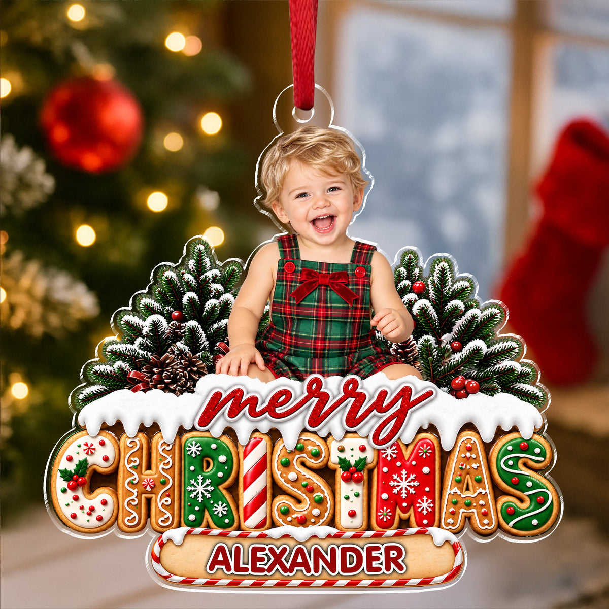 Custom Kid Photo Christmas Acrylic Ornament Unique Gift for Kids and Family LM32 670293