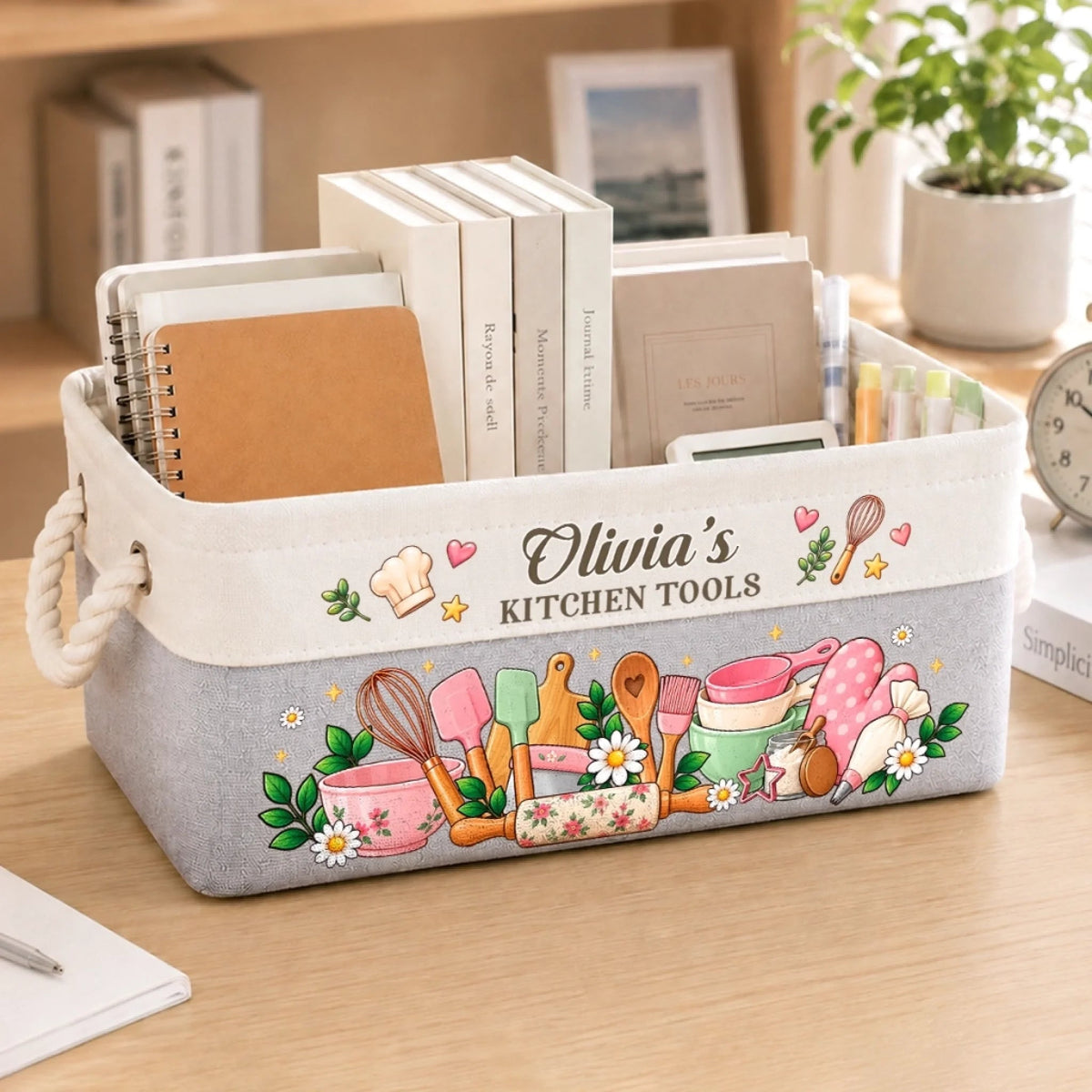 Custom Name Kitchen Tools Gifts for Bakers - Personalized Storage Basket - Dream Cookies