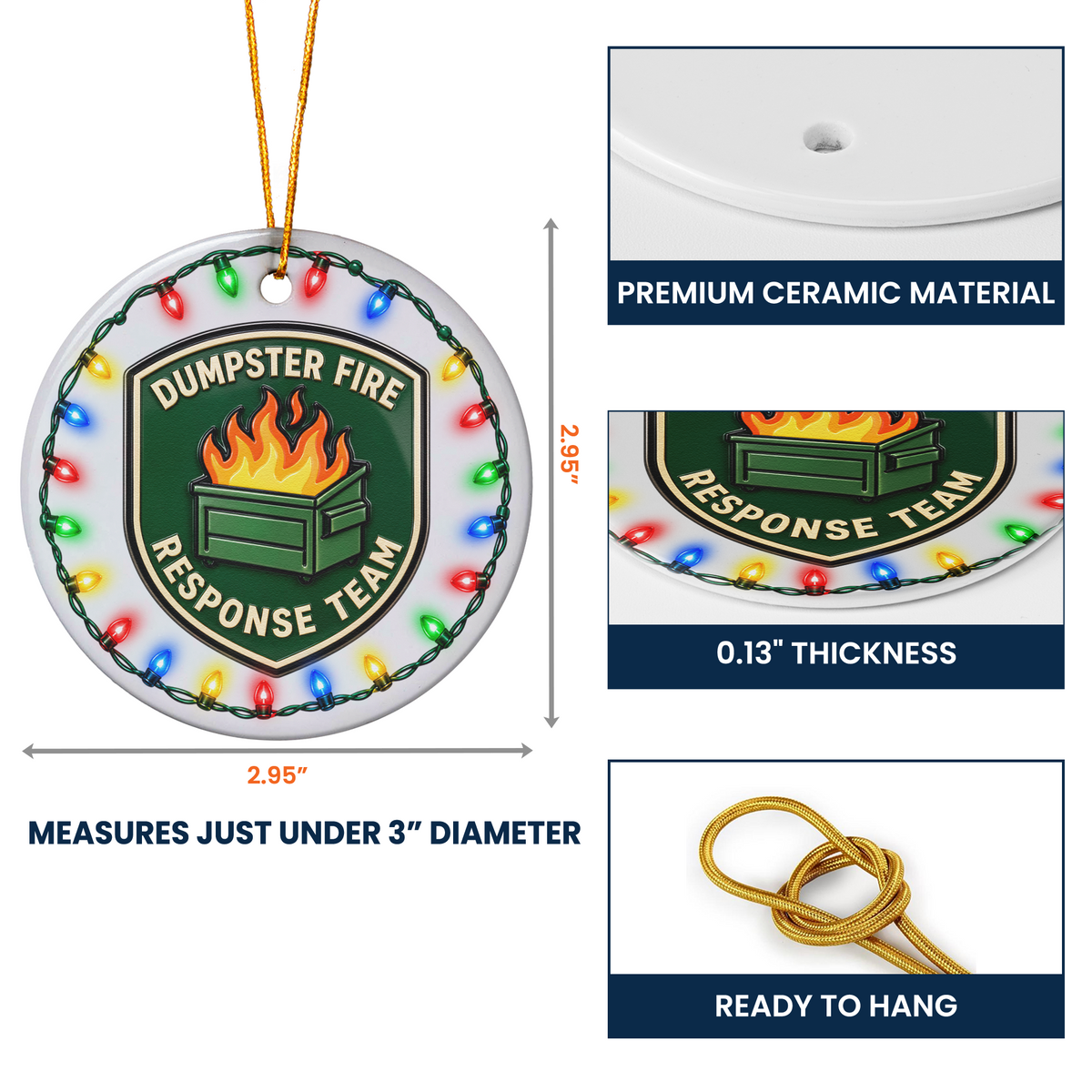 Dumpster Fire Response Team - Custom Crossword Names - Personalized Ornament