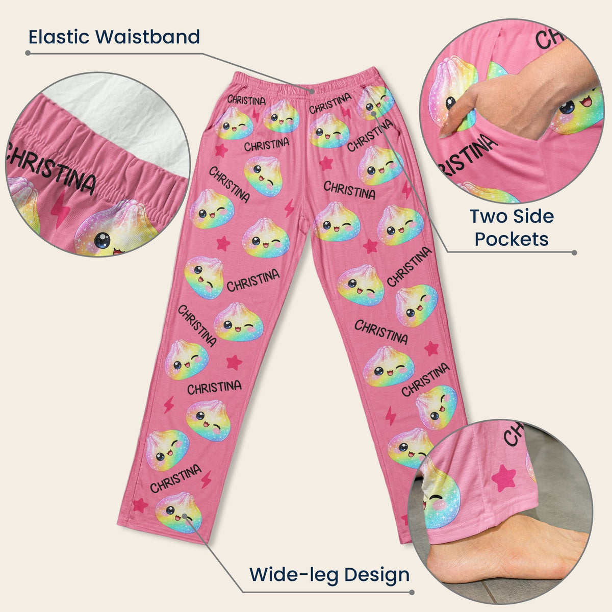 Cute Dumpling Custom Name - Personalized Lounge Pants