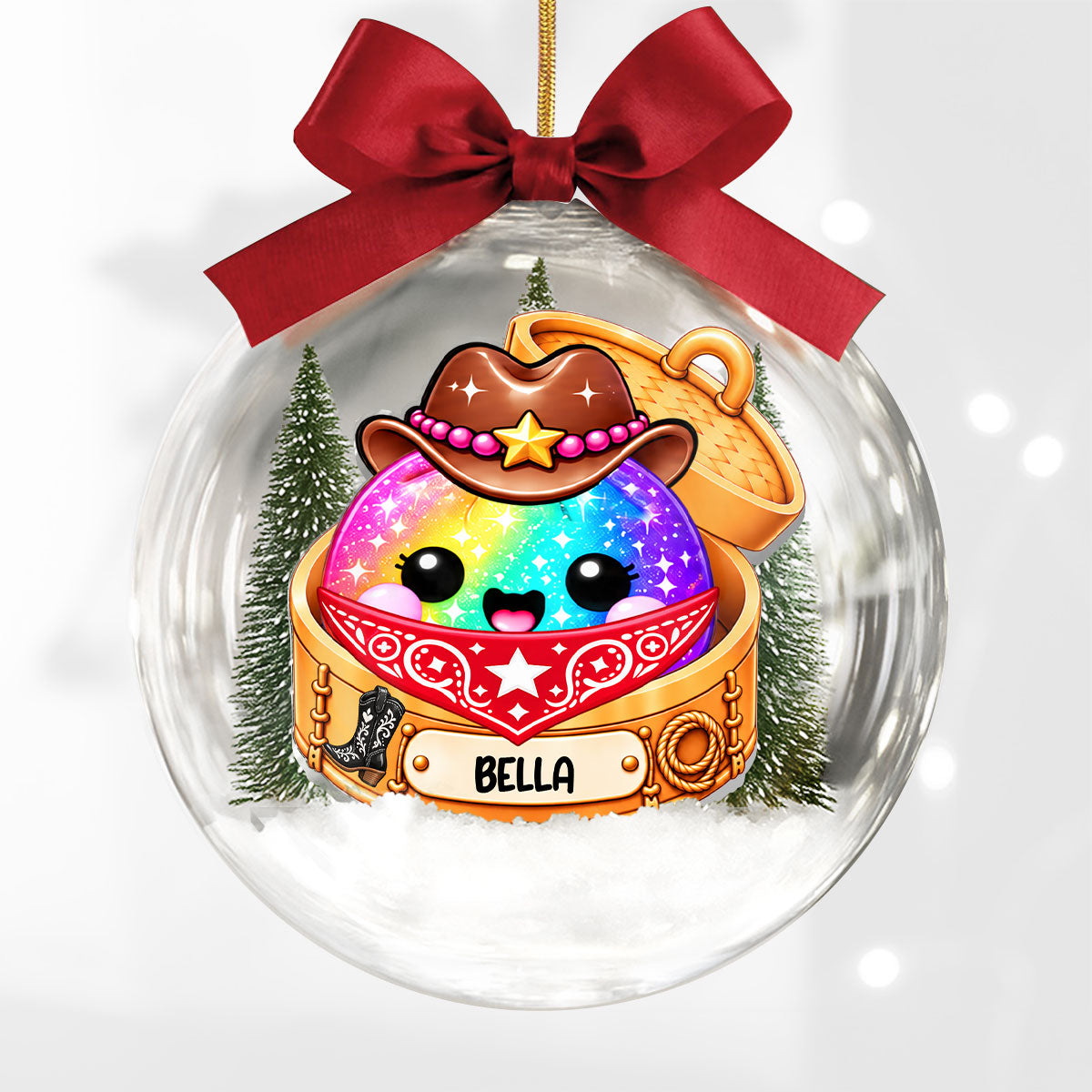 Western Cowgirl Dumpling, Year Of Squishy Hunting - Personalized 3D Acrylic Ball Ornament