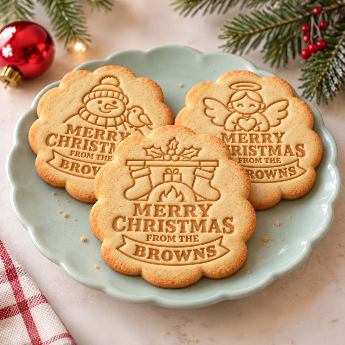 Personalized Family Name Merry Christmas Cookie Stamp For Holiday Party CH07 181066