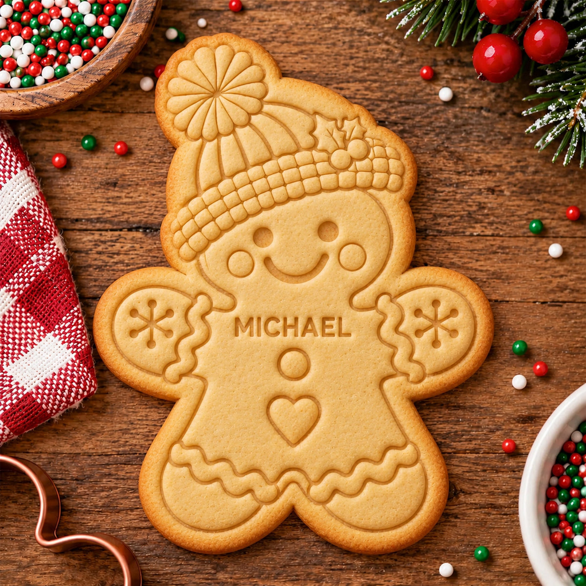 Personalized Name Gingerbread Shaped Cookie Stamp Gift For Family HA75 922186