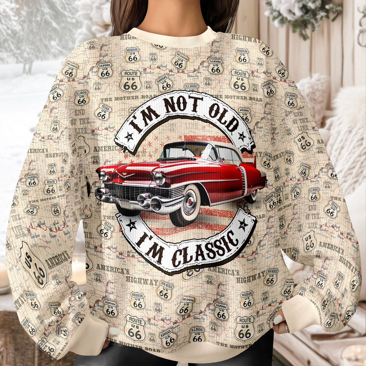 This Is How I Roll - Custom Car Photo Route 66 Ugly Sweater CH07 899710