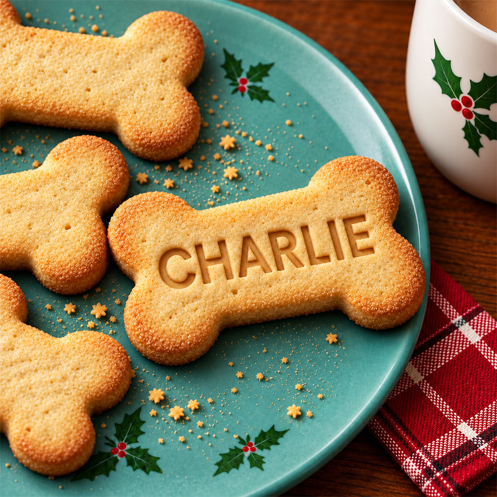Custom Dog Bone Name Christmas Cookie Cutter & Stamp, Personalized Holiday Baking Gift For Pet Lovers CH07 181146