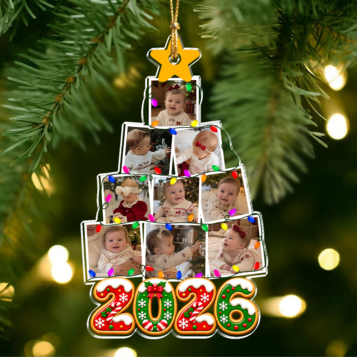 Custom Baby Photo With Christmas Tree Acrylic Ornament HO82 904150