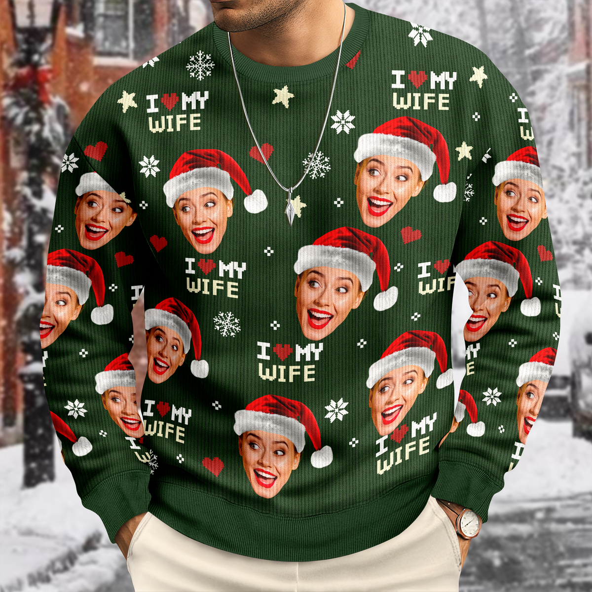 Custom Funny Photo I Love My Wife/Husband Ugly Sweater TH10 896343