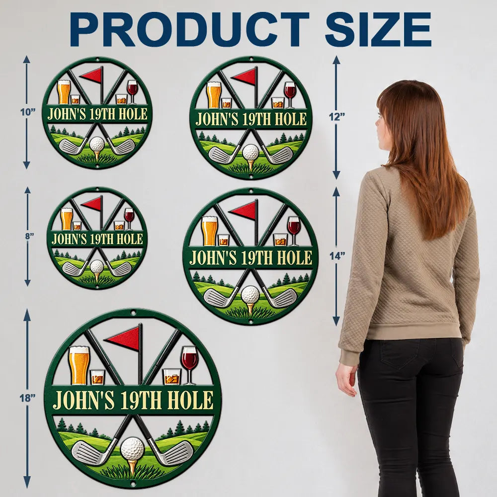 Decor Gift For Golfers - Personalized 19th Hole Metal Sign