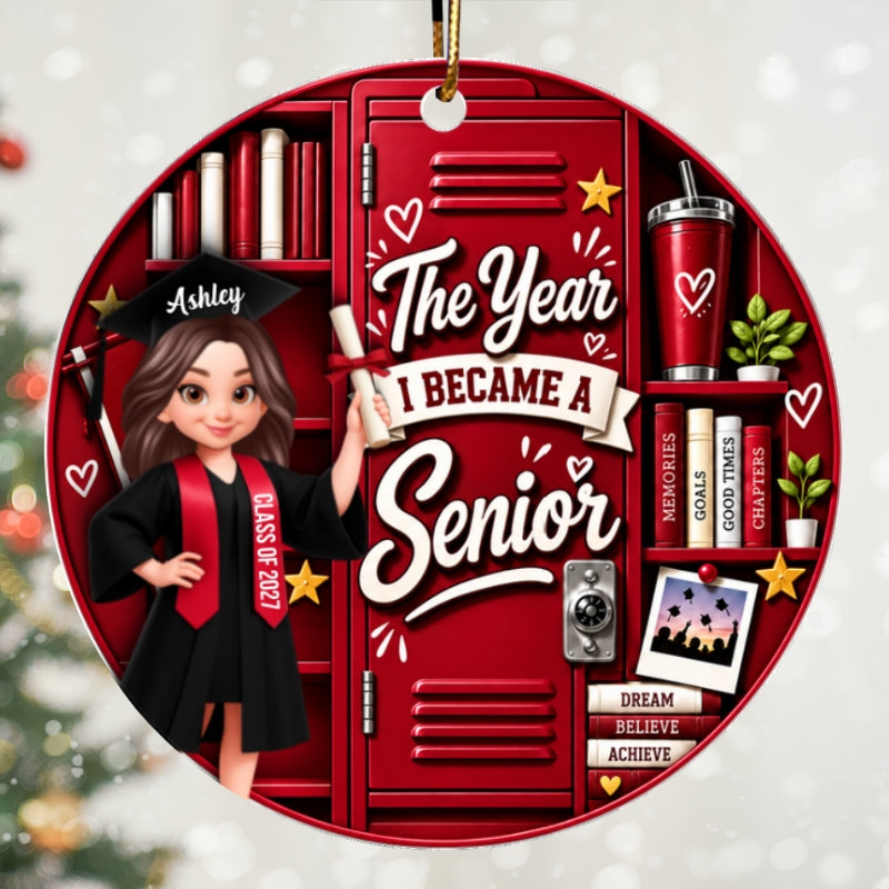 The Year I Became A Senior Locker - Personalized Acrylic Ornament - Graduation Gift For High School Senior, Daughter, Son, Grandkids