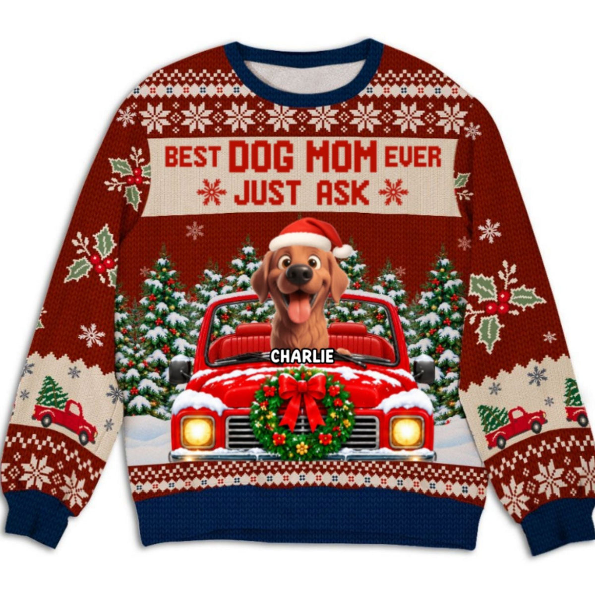 Best Dog Mom Ever Just Ask - Personalized All-Over-Print Sweatshirt