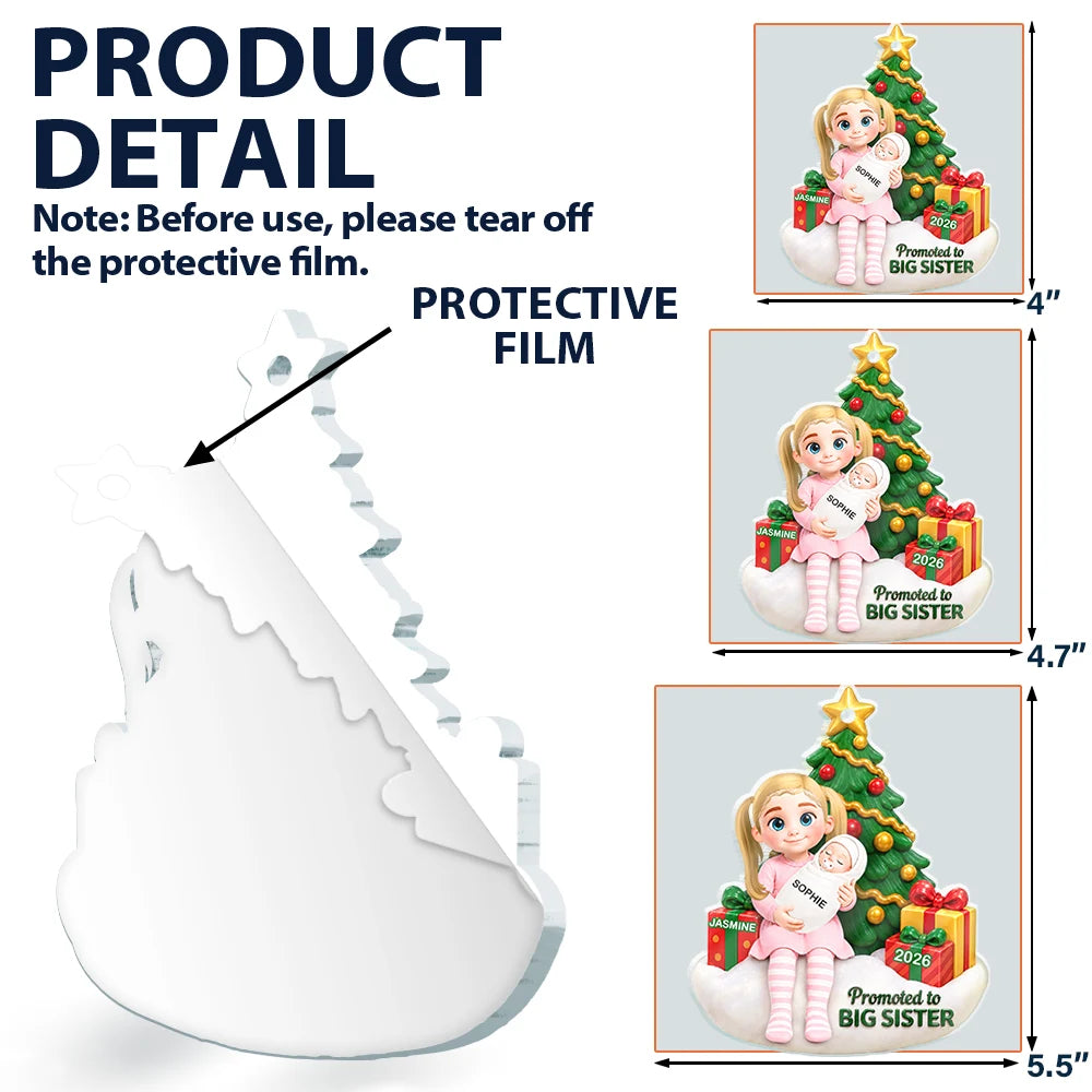 Baby First Christmas Gift For Big Brother Or Sister - Personalized Acrylic Ornament