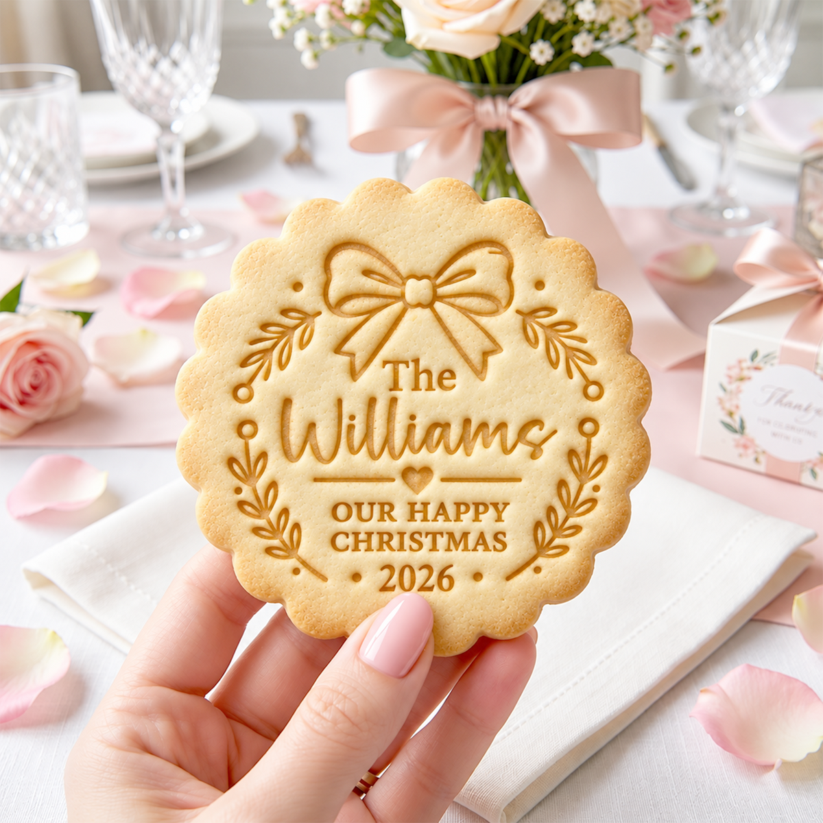 Personalized Family Name Happy Christmas Cookie Stamp, Holiday Baker Gift HO82 904130