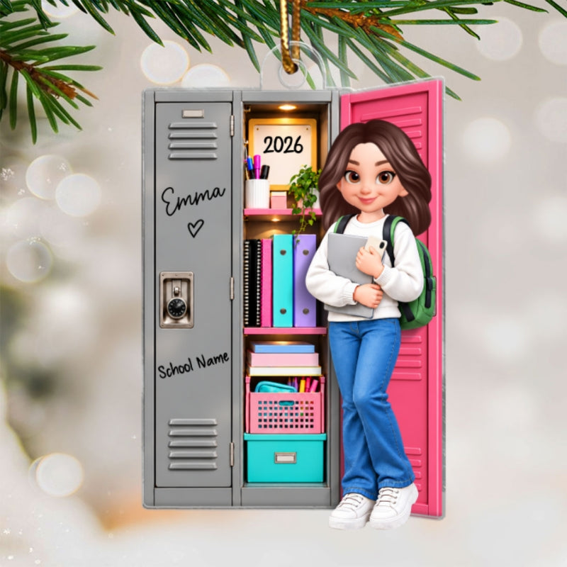 Girl Boy School Locker 2D Flat - Personalized Acrylic Ornament - Personalized Christmas Gift for High School Student