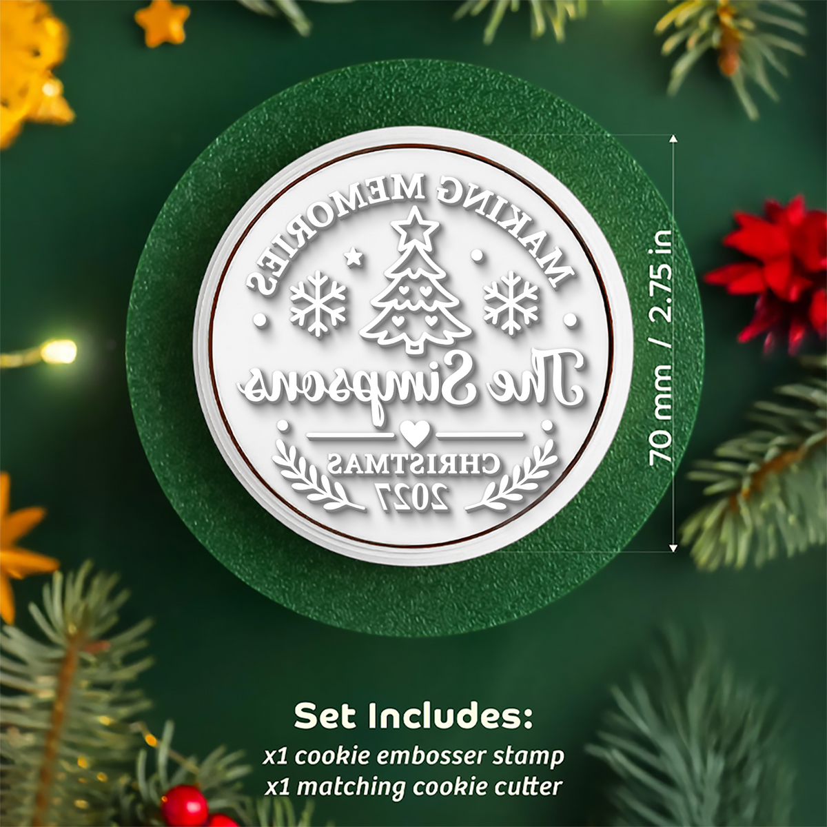 Personalized Family Name Making Memories Christmas Cookie Stamp, Holiday Baker Gift HO82 904124
