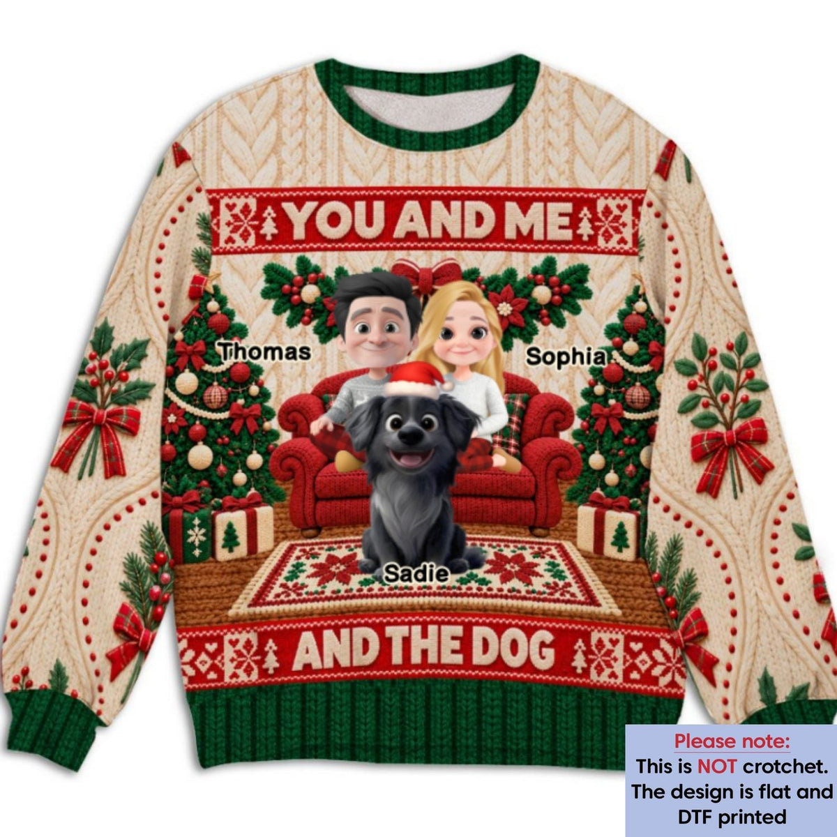 Custom Christmas Sweatshirt for Dog Mom, Dog Dad • Together With Our Dogs - Personalized All-Over-Print Sweatshirt